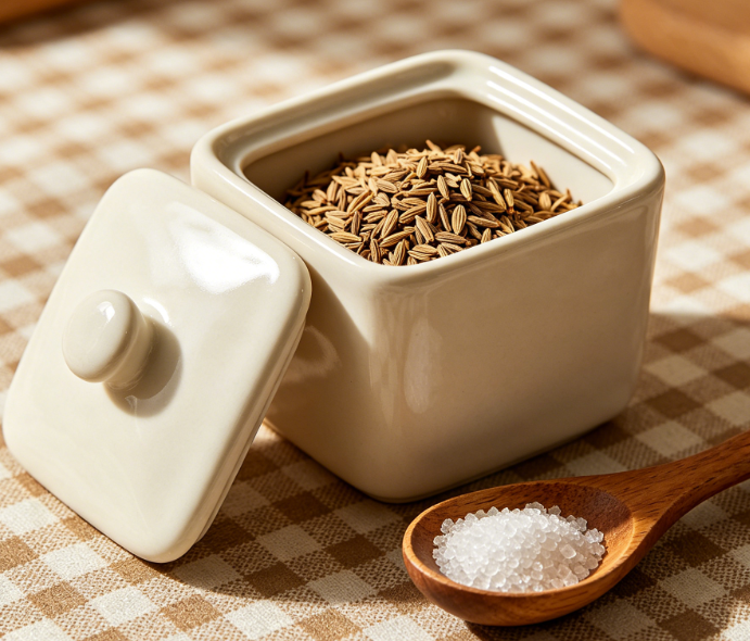 Simple Off-White Square Ceramic Seasoning Jar